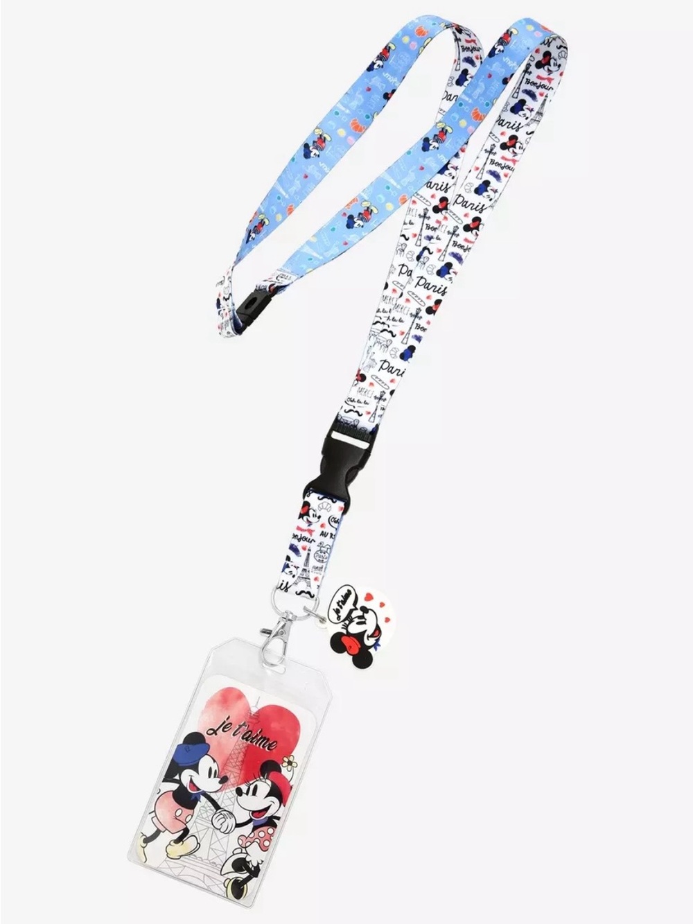 Disney Parks Mickey & Minnie "Je t'aime" Paris Lanyard with Card Holder